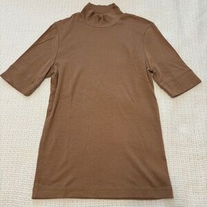 Everlane Super-soft Mockneck Tee Cocoa Tan Top XS